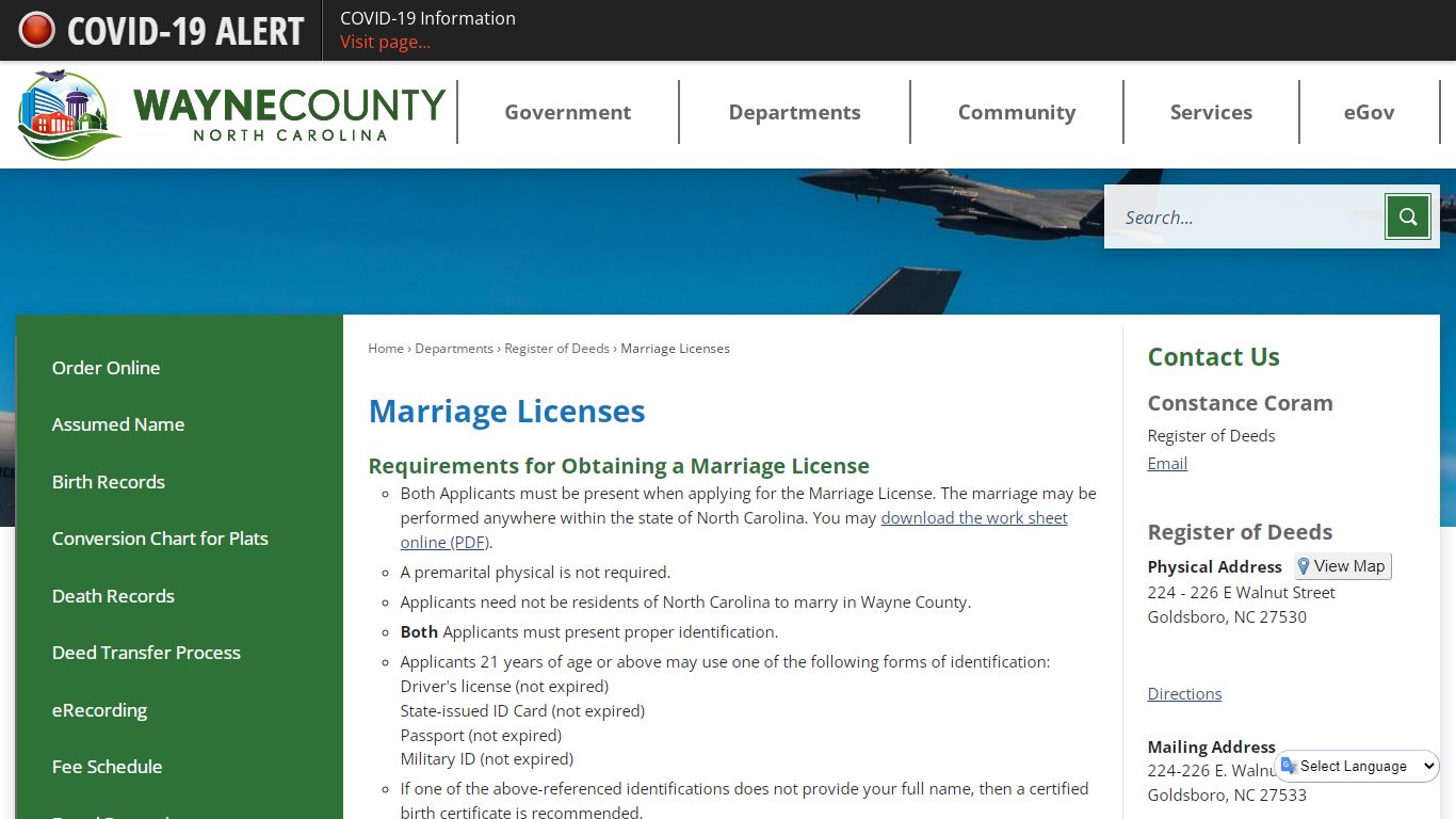 Marriage Licenses | Wayne County, NC